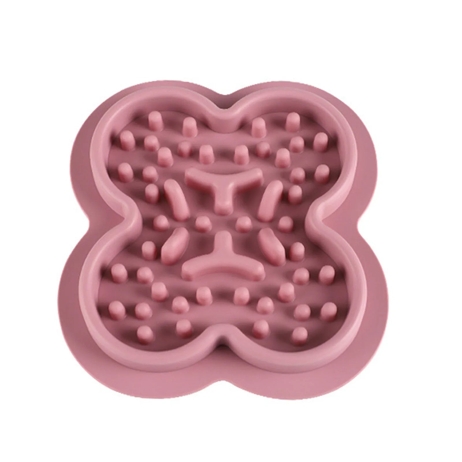 Silicone pet licking mat in green with textured surface and suction cups on base