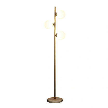 Vertical aluminium alloy floor lamp with gold finish and glass elements, 155cm height