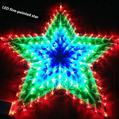 Outdoor Christmas string lights with decorative peacock, love heart and star lamps for garden holiday decoration