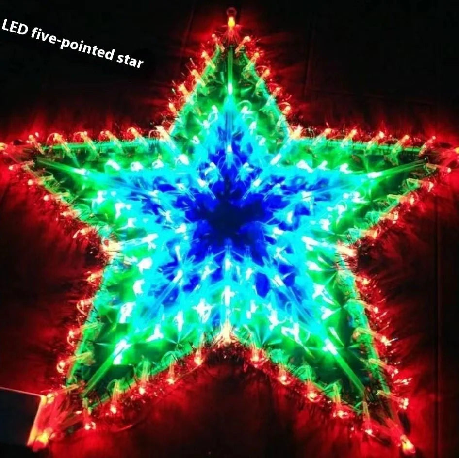 Christmas Festival outdoor string lights with peacock, love, sunflower, and star decorative elements