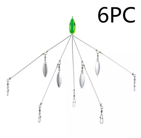 Bassdash Umbrella Fishing Lure with 5 swivels and metal sequins for enhanced fish attraction