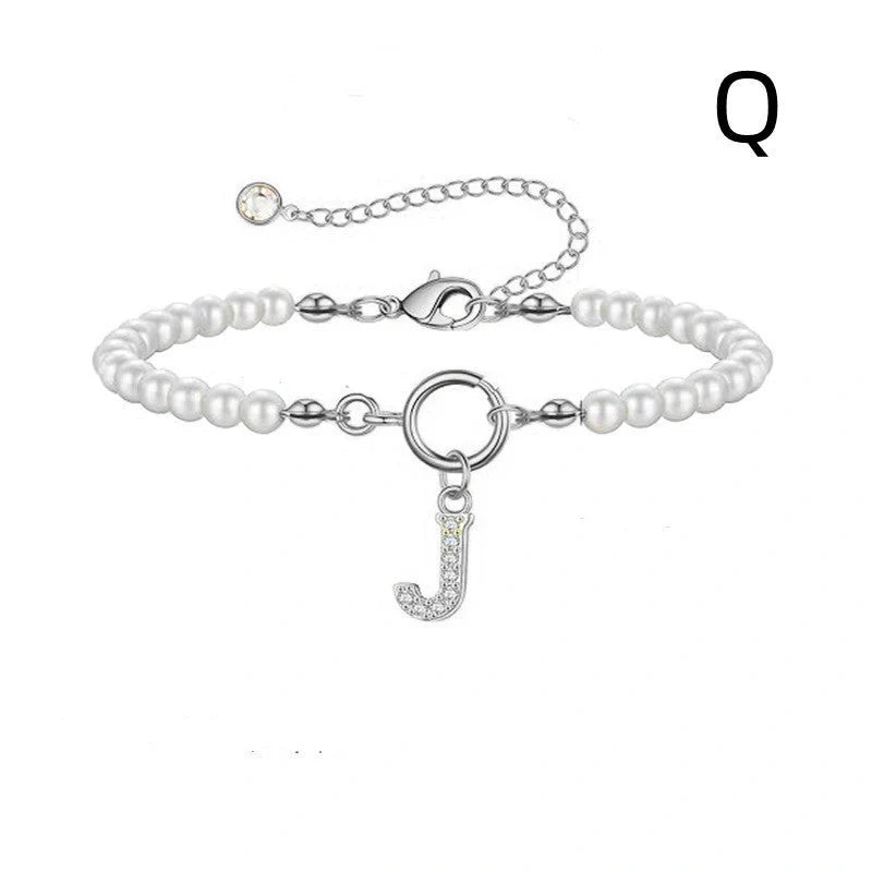 2024 fashion initial pearl bracelet for women with toggle clasp