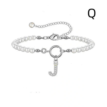 2024 fashion initial pearl bracelet for women with toggle clasp