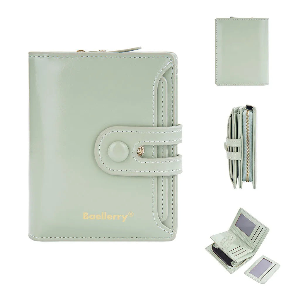Women's PU leather card holder wallet in multiple colours showing compact design with card slots
