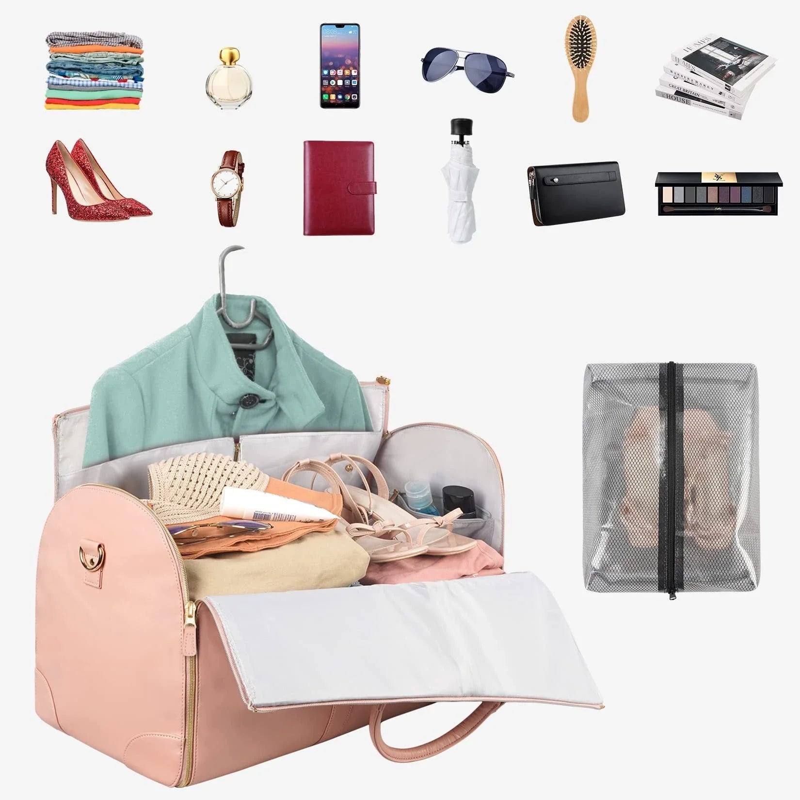 Spacious Travel Duffel Bag - Versatile Women's Handbag with Folding Suit Compartment in Multiple Color Options