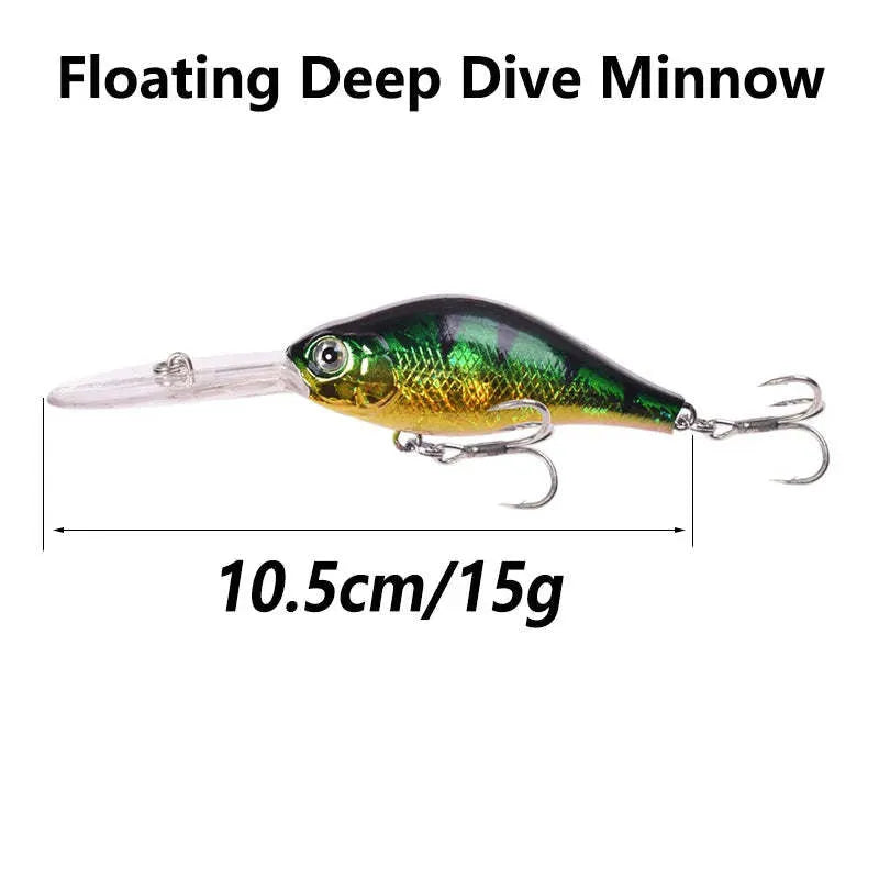 Floating Rock 10.5cm deep diving soft plastic minnow lure in multiple colours for freshwater fishing.