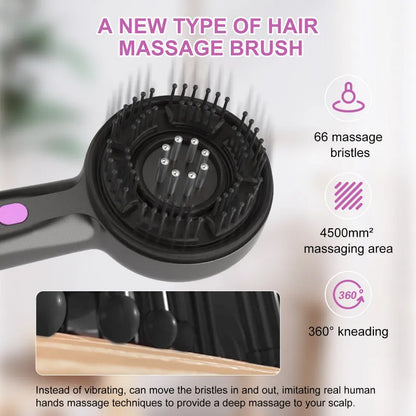 Grey anti-leak hair brush massage instrument with USB charging port and mechanical control button