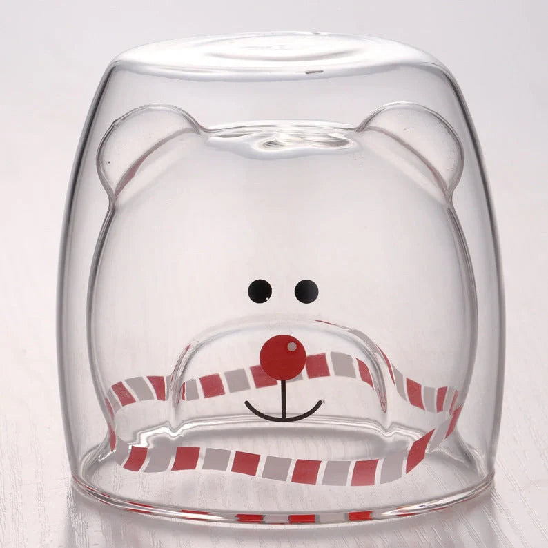 Double layer panda skull wine cup with Christmas tree design inside