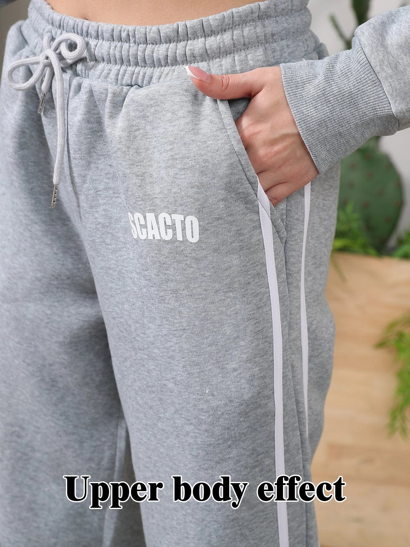 Cozy and comfortable women's hooded sweatshirt set in black and gray colors