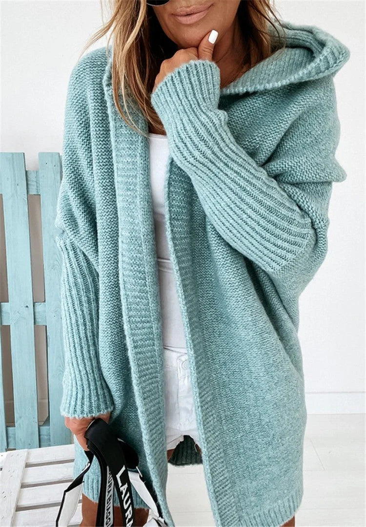 Stylish Bat Sleeve Hooded Cardigan for Women in various colors