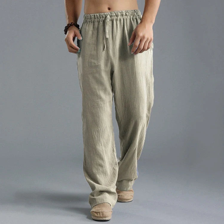 Men's breathable linen loose casual sports pants in various colors