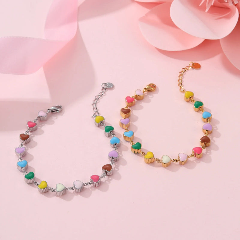 Love heart-shaped titanium steel bracelet for women, electroplated stainless steel fashion jewellery with 18K purity gold or steel colour options, designed for office wear and everyday style