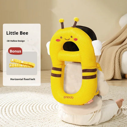 Cartoon animal themed anti-collision pillow for infant head and knee protection.