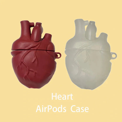 3D Heart Design Silicone Case for AirPods Pro/3 in Wine Red and Ivory White