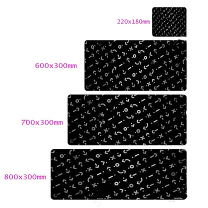 Character gaming mouse pad with 300x800mm surface and rubber base for precise tracking