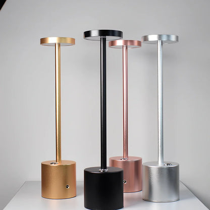 LED rechargeable touch night light in aluminium construction with touch dimming control