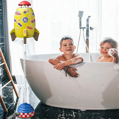 Outdoor water pressure rocket launcher toy for children's garden play with plastic construction