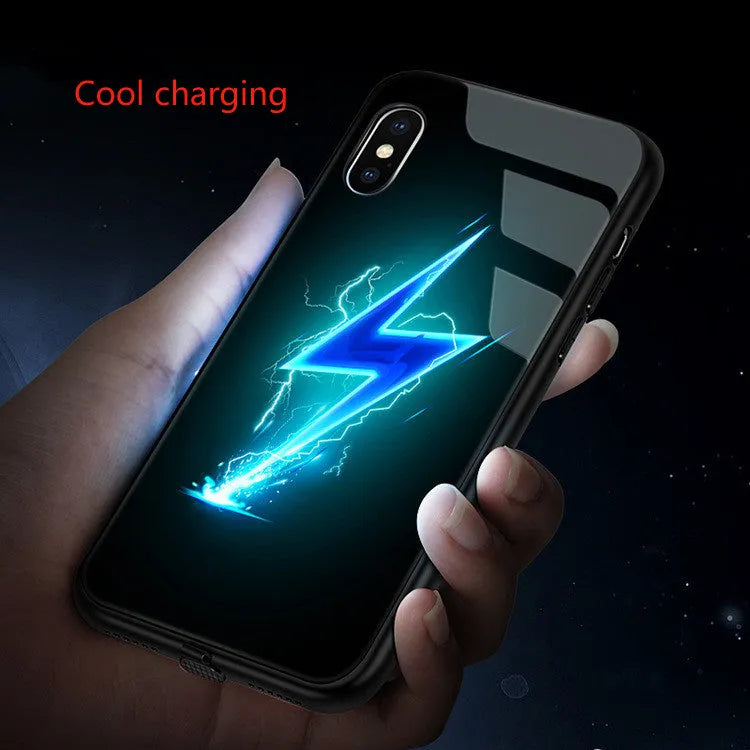 Apple iPhone case with LED flash light and tempered glass back in decorative design