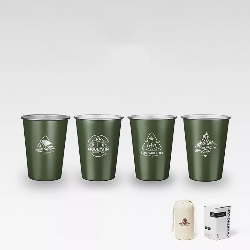 304 stainless steel camping beer steins set of 4 in white, black, and army green