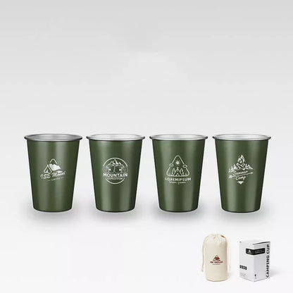 304 stainless steel camping beer steins set of 4 in white, black, and army green