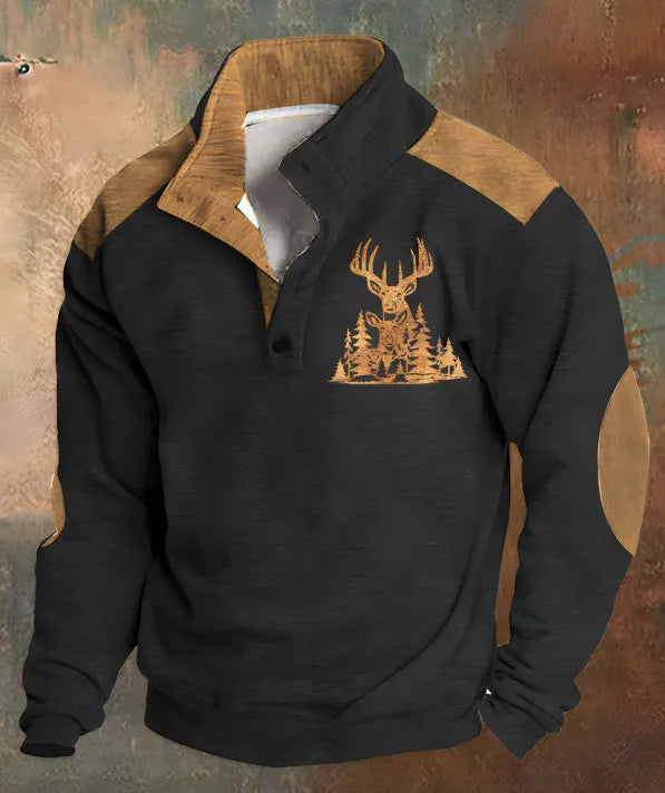 Loose four-button sweater with 3D digital printing texture in various colour options