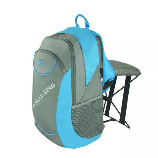 Multi-functional outdoor backpack with built-in folding chair in blue, red, or black