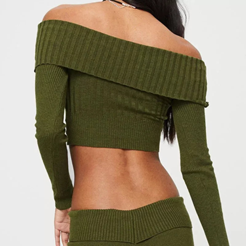 Women's off-shoulder knitted sweater in various colors