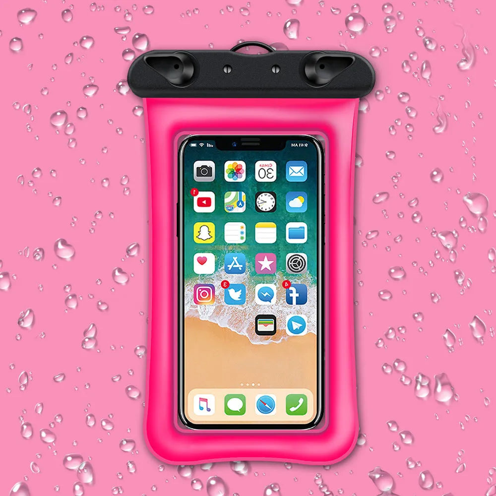 Double airbag mobile phone waterproof bag in various colours with 45cm rope and ABS switch