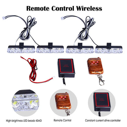 Black car-mounted LED warning light with wireless remote control for automotive emergency signalling