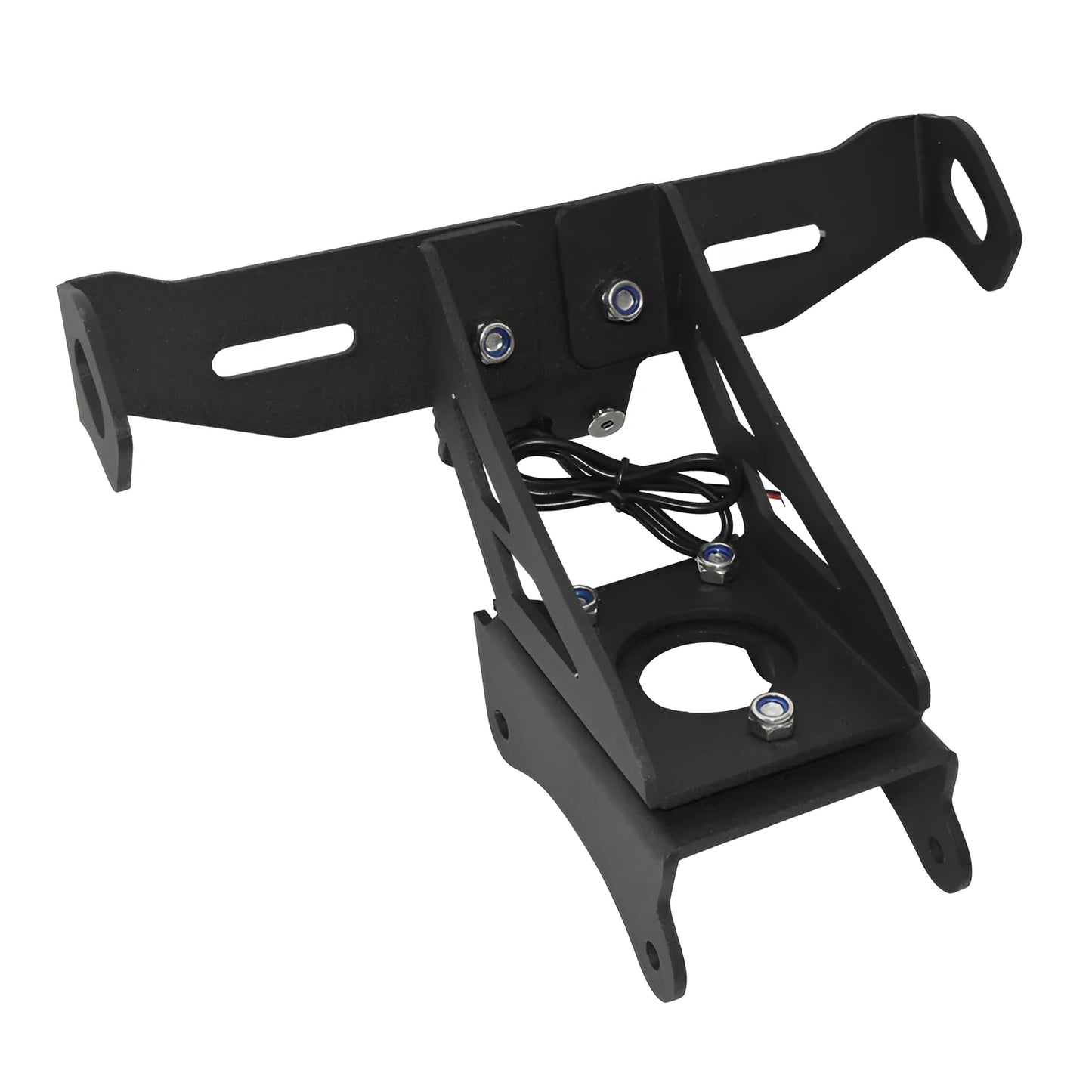 Black aluminium alloy motorcycle licence plate frame for Honda models with fixed bracket mounting