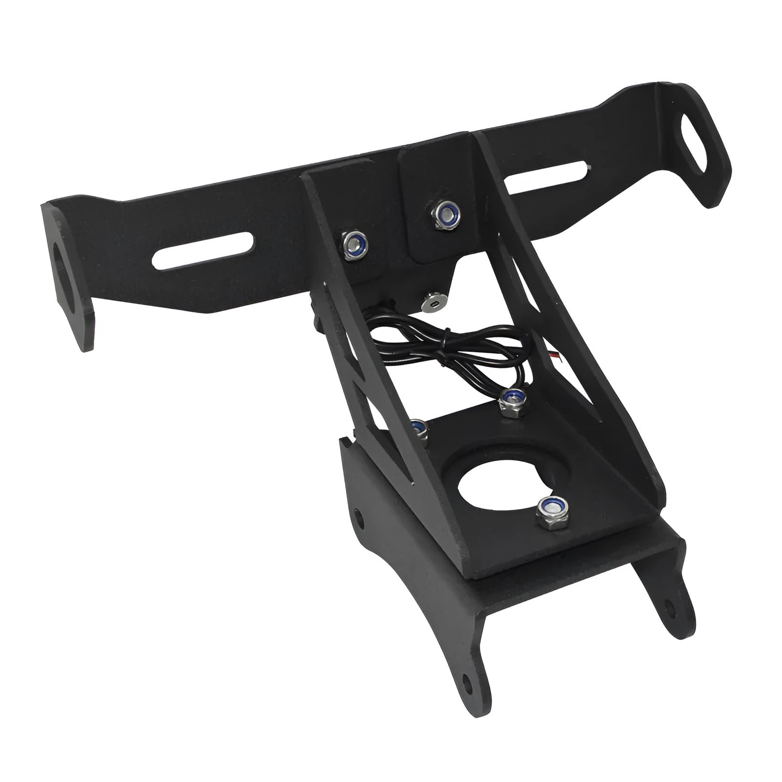 Black aluminium alloy motorcycle licence plate frame for Honda models with fixed bracket mounting