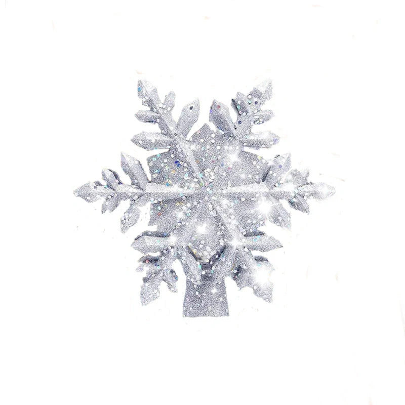 3D Glitter Silver Snow Christmas Tree Topper with LED Snowflake Projector illuminating a room with festive patterns