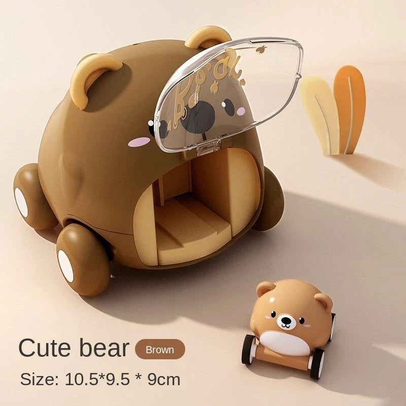 Interactive cartoon toy car for children, available in Little Tiger, Little Bear, and Puppy styles