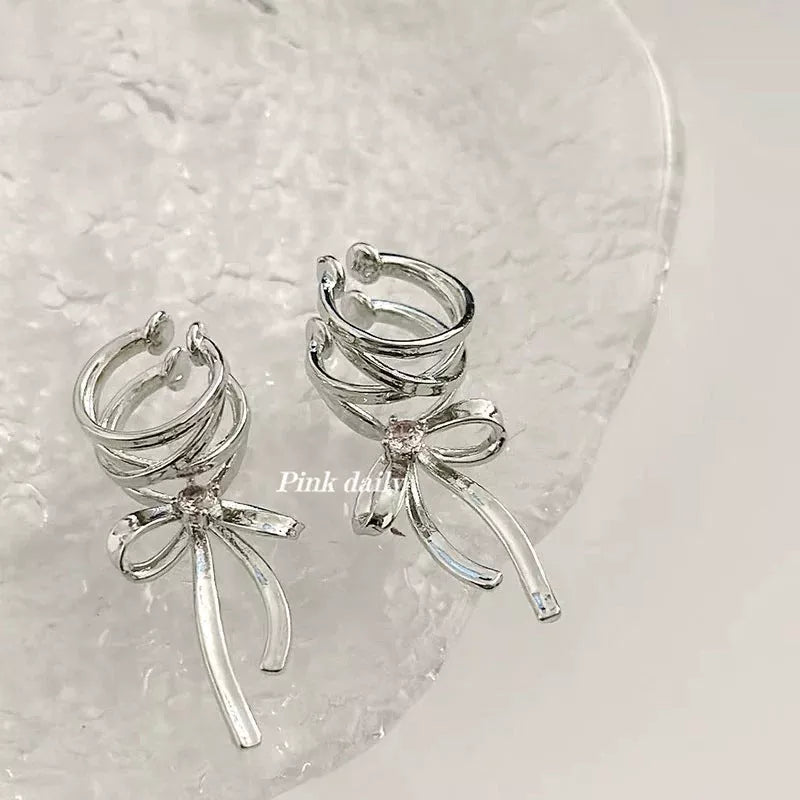 Ballet Style Ribbon Bow-knot Non-Piercing Ear Cuff for Women - Fashion Jewelry