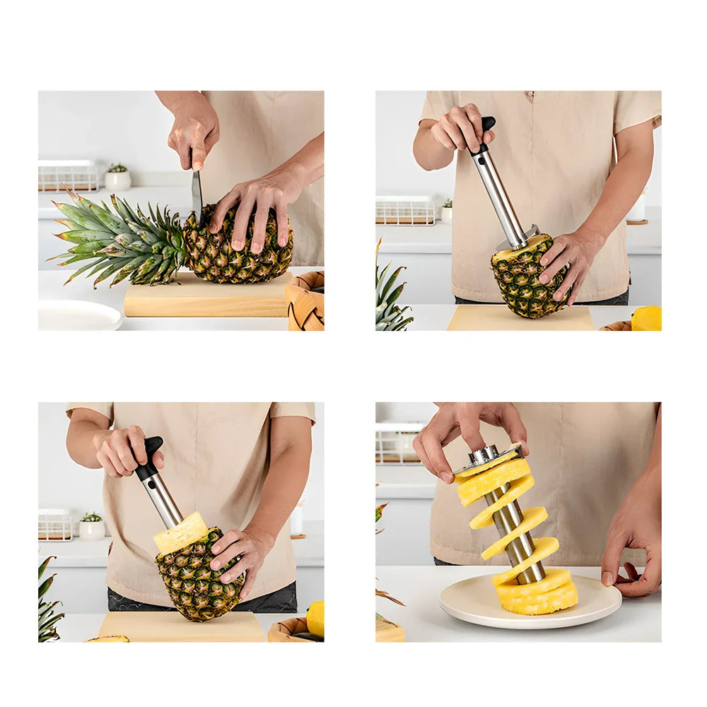 Black rotary stainless steel 304 pineapple knife peeler, 18cm long with 8cm blade for fruit peeling