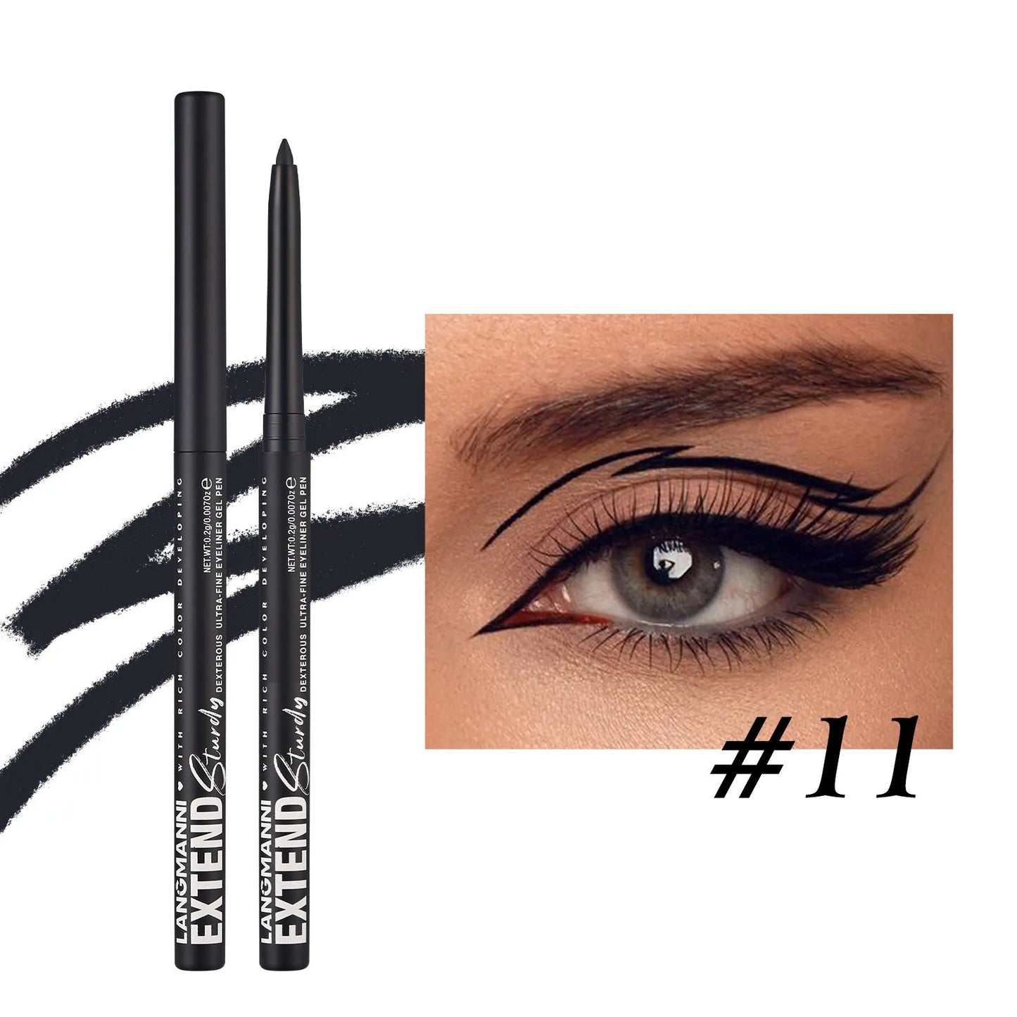 12 colourful gel glitter eyeliner pencils with matte and glitter finishes in waterproof formula