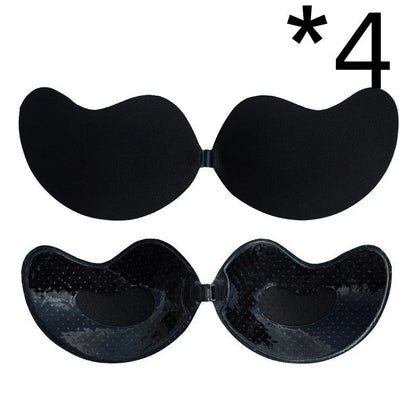 A discreet, backless and strapless silicone bra that provides a natural lift and invisible support under clothing.