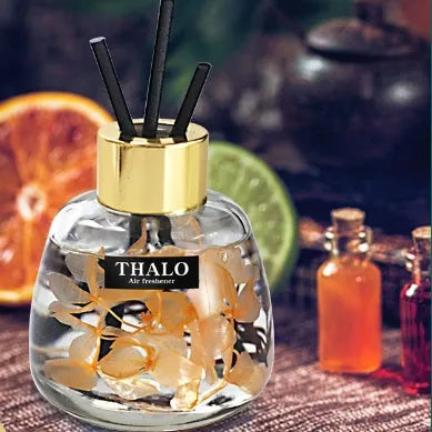 Glass car perfume ornament bottle with loose incense in six scent options for vehicle decoration