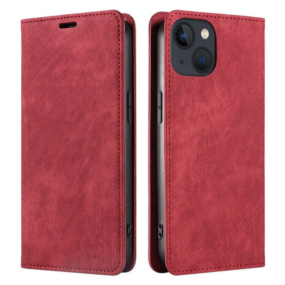 Magnetic flip phone case cover in seven colours for iPhone models with TPU and leather construction