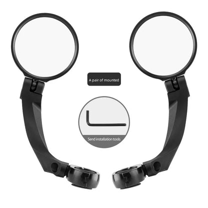 360° rotatable bike mirror with wide field of vision for handlebars 2-2.4cm in diameter