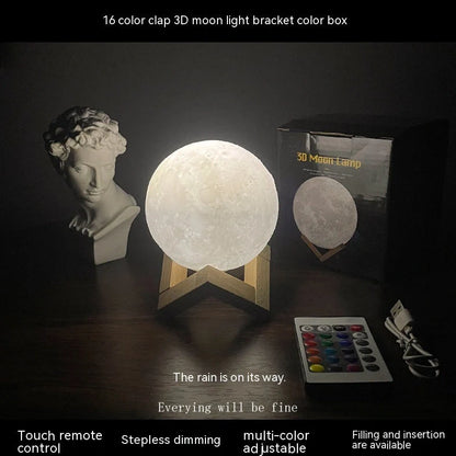 Moon rechargeable night lamp with 10cm 3D textured sphere showing concave and convex pattern details