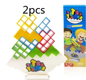 Colorful plastic stacking blocks for kids and adults, perfect for learning and family games
