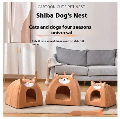 Machine washable cloth cat bed available in S, M, and L sizes for autumn and winter use