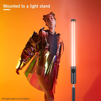 Handheld dual colour temperature LED photography fill light stick with RGB modes and USB charging