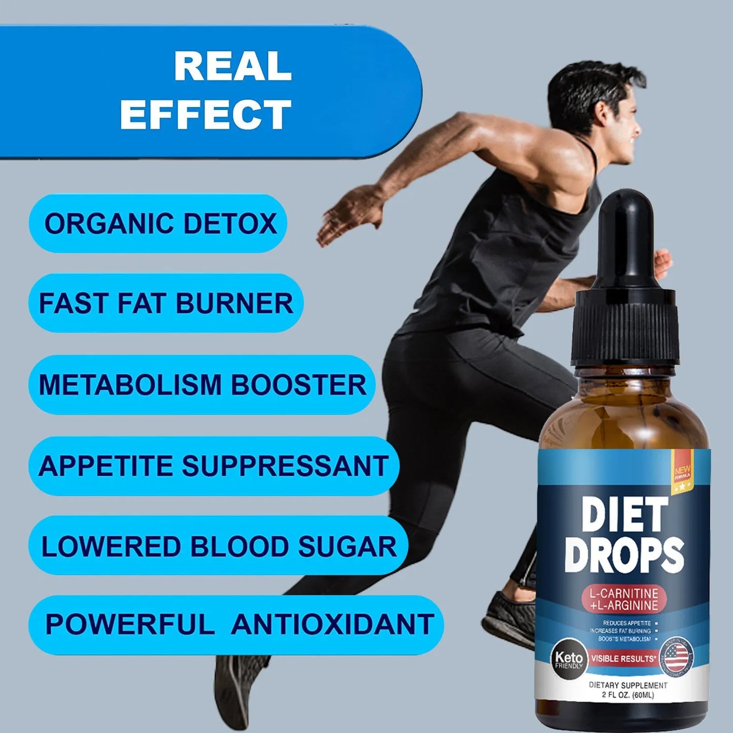 60ml bottle of ketone drops dietary supplement for weight management support