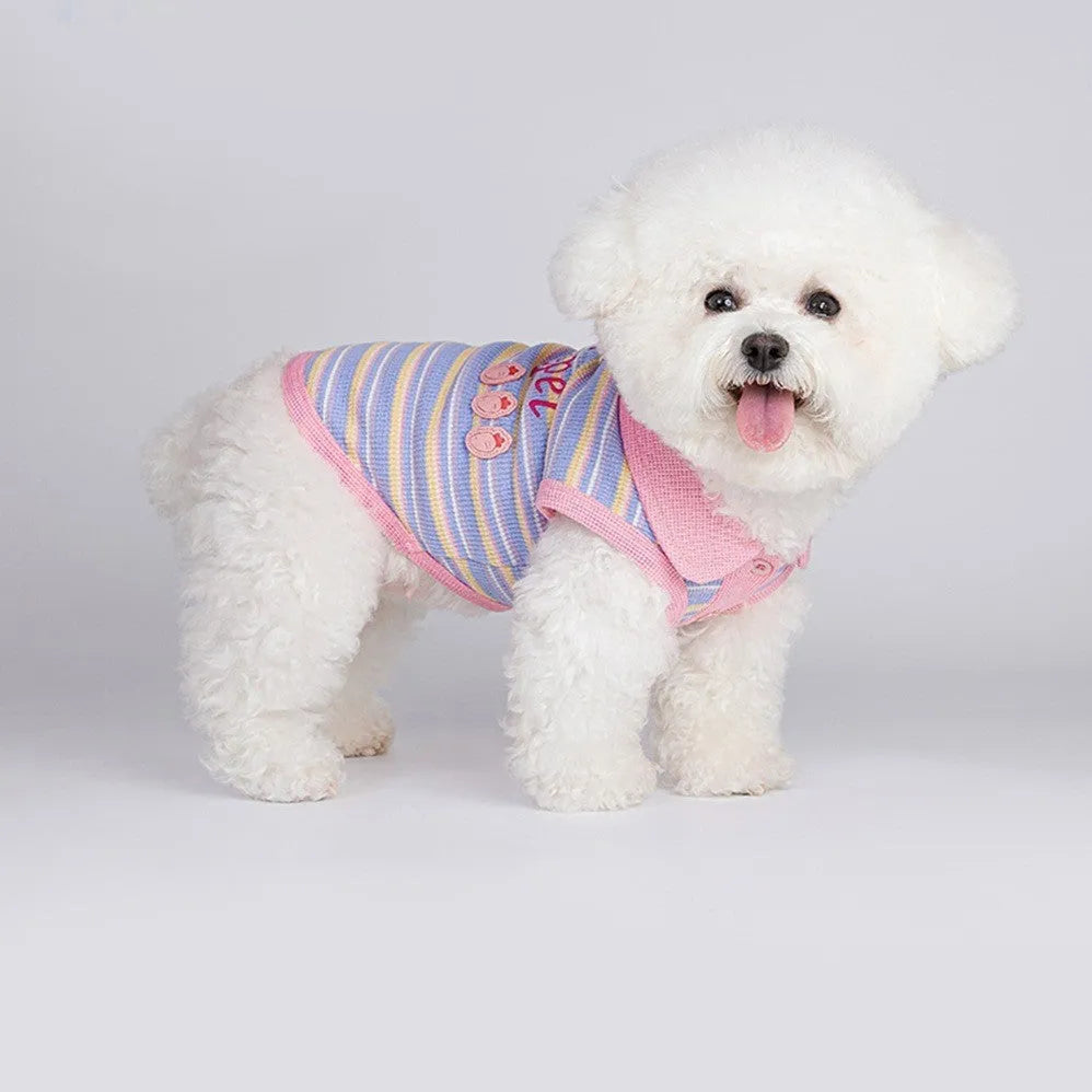 Pink purple vest for small dogs with weight-based sizing from XXS to XXL for autumn weather
