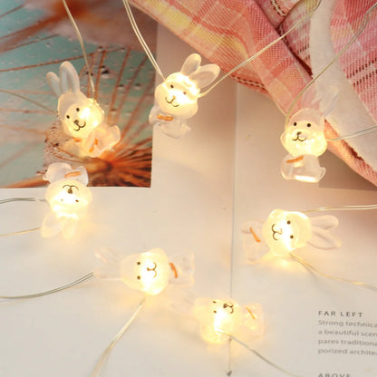 Easter LED Bunny String Lights with carrot and rabbit design for festive decoration