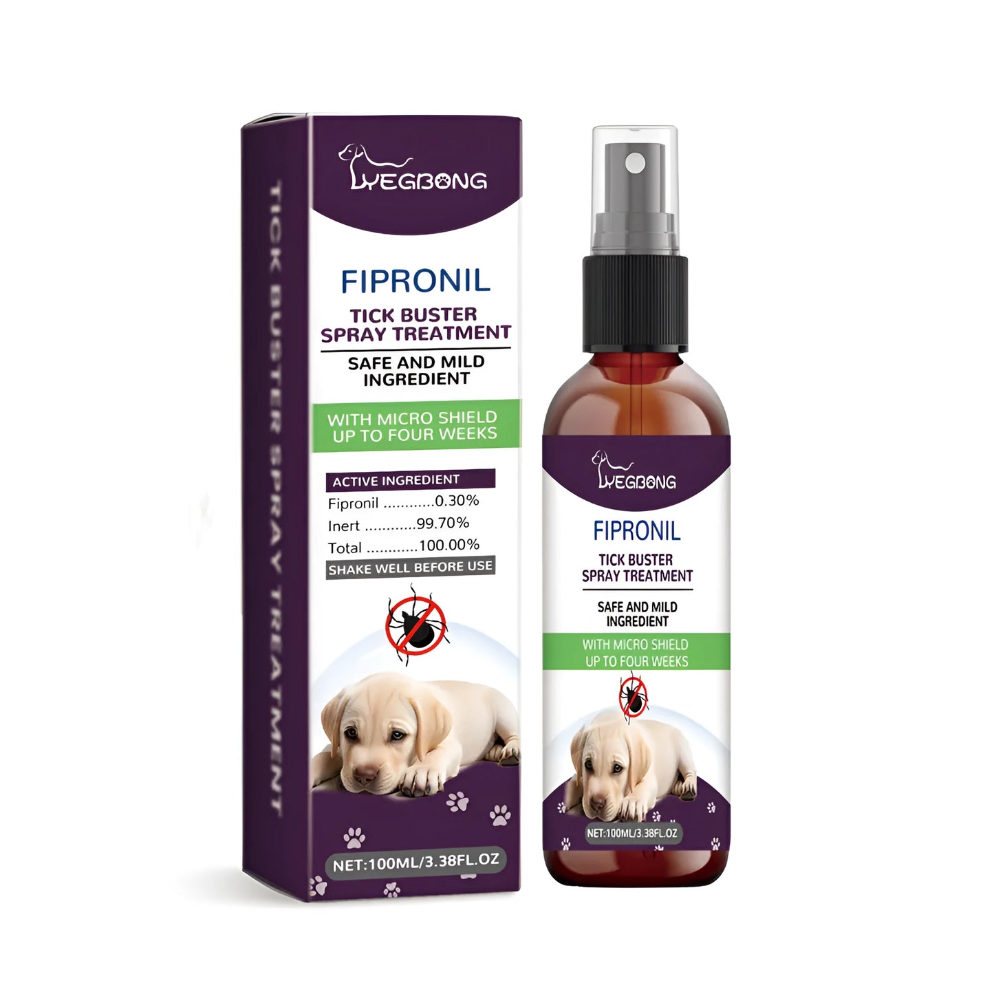 100ml pet pest spray bottle with fipronil and botanical extracts.