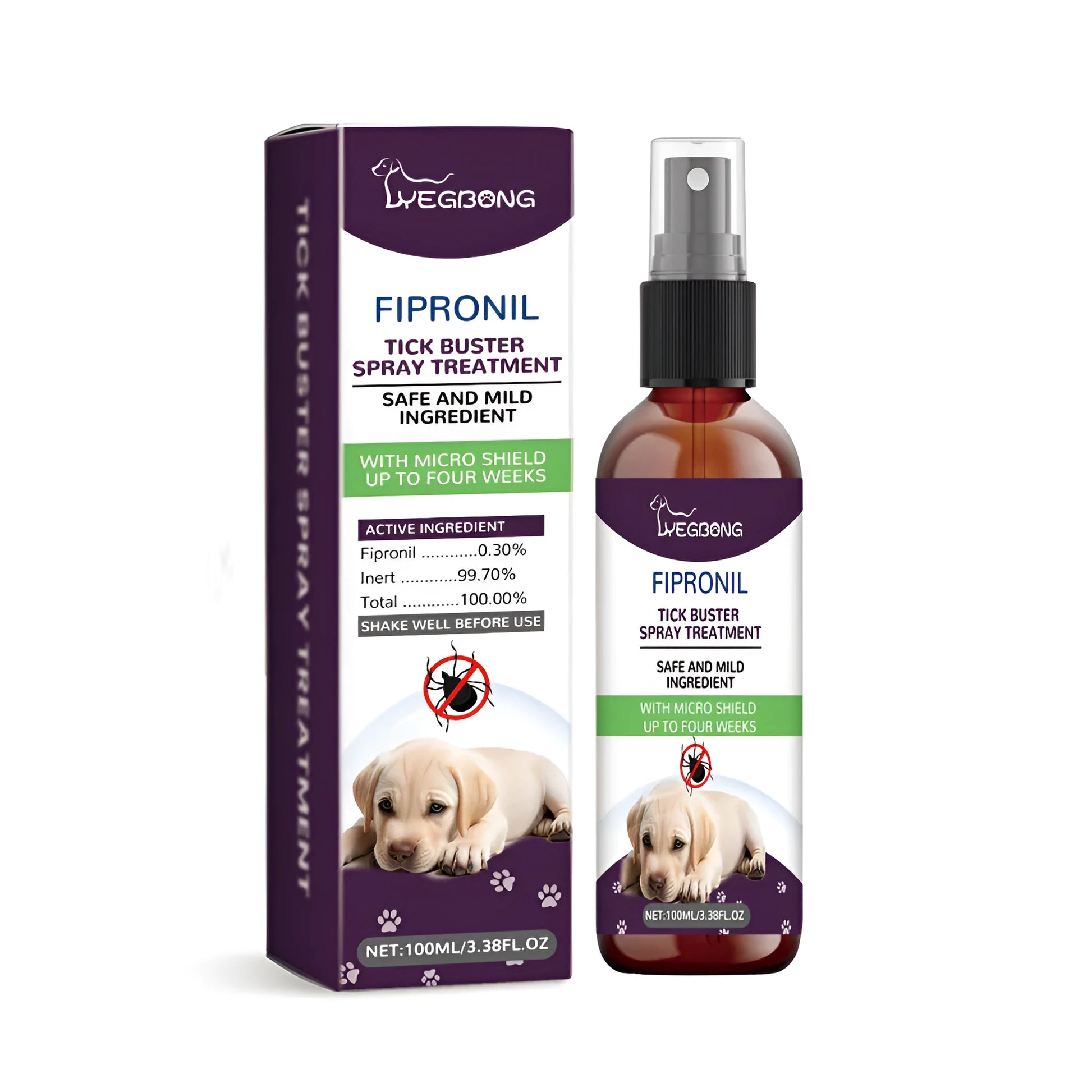 100ml pet pest spray bottle with fipronil and botanical extracts.