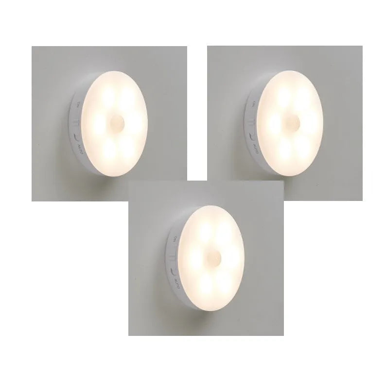 Wireless body sensing lights with motion detection for hallway and cabinet illumination